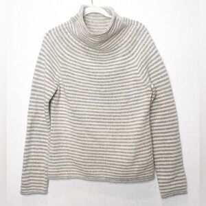 J. Crew Striped Cowl Neck Sweater in Gray and Cream